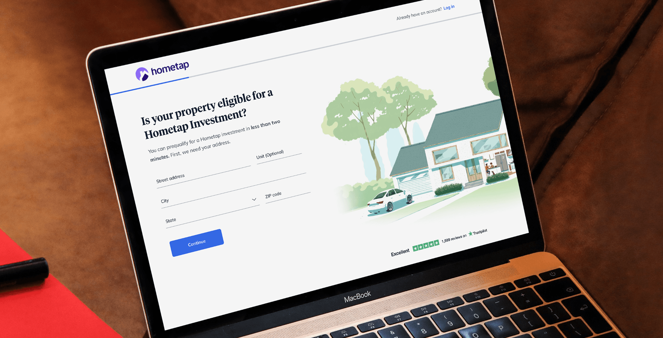 Laptop with home equity investment application on screen